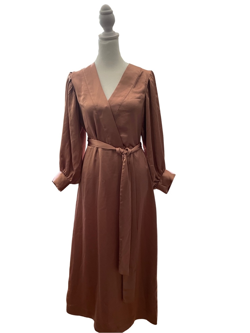 H&M Mauve Pink Satin Midi Wrap Dress
